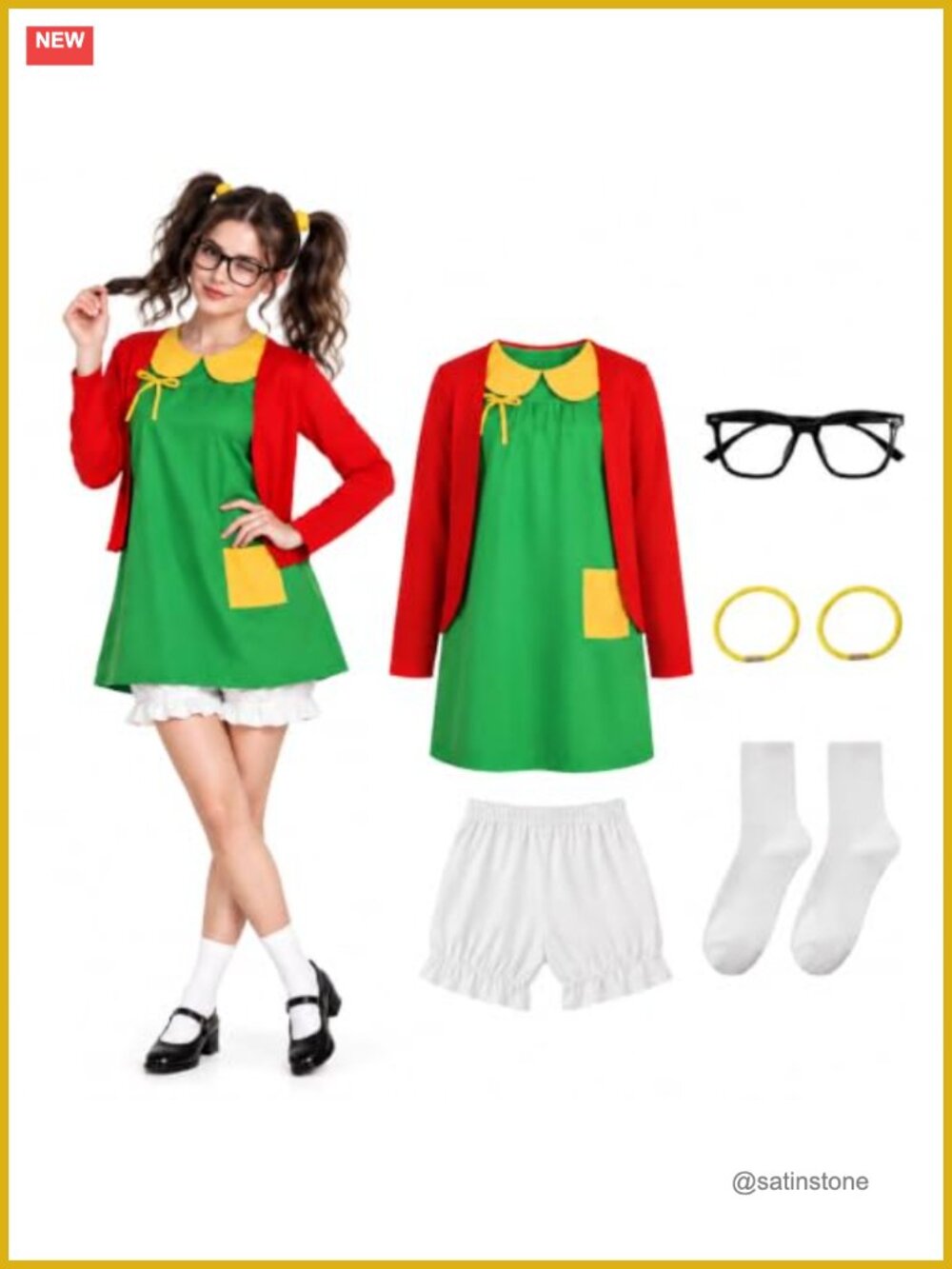Womens Halloween Costume Set Peter Pan Collar Cosplay Dress